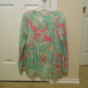 Lilly Pulitzer Silk Chiffon Rilla Long Sleeve Top